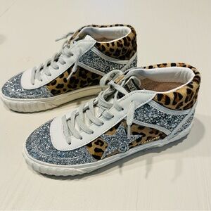 NEW Vintage Havana Always Leopard High Top Glitter Sneakers Casual Shoes 8.5